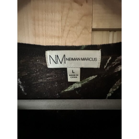 Neiman Marcus Dressy Floral Embroidered Tunic Top Size L Long Sleeve Artsy Back - Picture 3 of 5